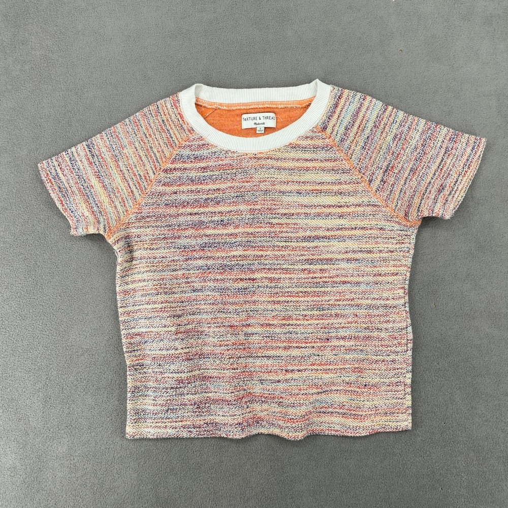 Madewell Texture & Thread Space Dye Short Sleeve Sweatshirt Orange‎ Multi Small